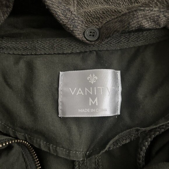 Vanity Hooded Utility Anorak Jacket Pockets Full Zip Olive Green Womens Medium - Picture 4 of 10